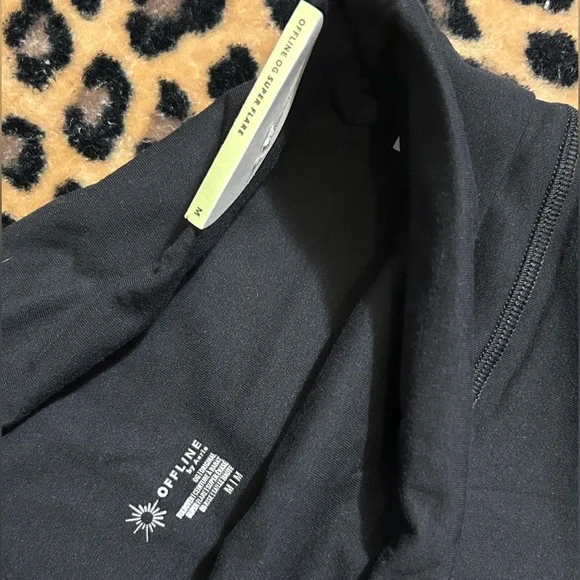 aerie Black OG Super Flare Foldover Leggings size M (regular length) - Picture 2 of 4